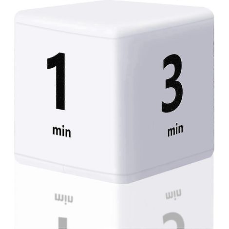 Cube de minuterie, minuteur de gestion du temps, minuteur à capteur de gravité, minuterie à bascule de 1-3-5-10 minutes pour les études, la cuisine, l'entraînement, le yoga (blanc) (1/5)