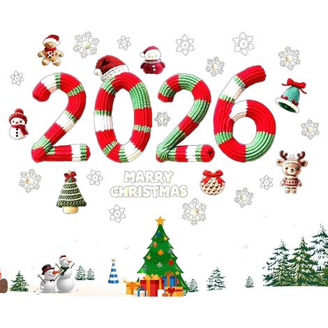 Decoraciones navideñas para ventanas, 2026 Decoraciones adhesivas navideñas para ventanas, decoración removible para el hogar, la oficina, escaparates, restaurantes, aulas, uso interior y exterior (1/5)