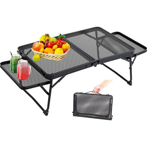 MINKUROW Mesa de camping plegable portátil, mesa de picnic de malla metálica, mesa de parrilla ligera con 2 paneles de ala, mesa al aire libre para camping, picnic, patio, pesca, playa y barbacoa. (1/5)