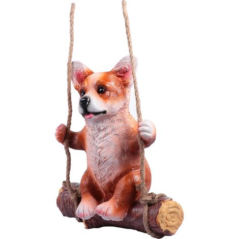 Statue De Chien Décoration Suspendue Balancelle pour Jardin Ornement Animalier Amusant Et Réaliste pour Extérieur Et Intérieur (1/5)