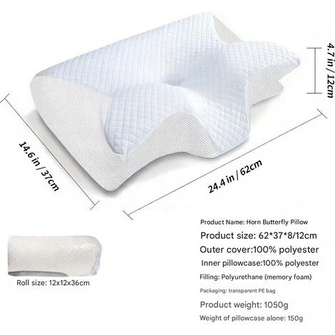 Oreiller cervical viscoélastique, oreiller orthopédique ergonomique 2 en 1 pour soulager les douleurs cervicales, oreiller de soutien profilé, 1 pièce, blanc clair (Réduction) (qb)-AquaForge