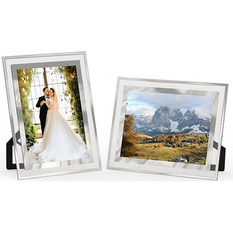 Cadre Photo 13x18 Verre, Transparent Cadres Photos Argenté 13x18 Photos de Mariage Portraits Animaux Paysages, Anniversaire Noël (1/3)