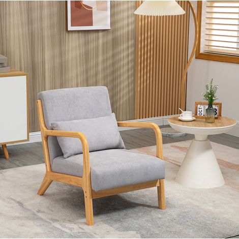Loungesessel 61x78x76 cm Grau Polyester mit Armlehnen und S-Feder (1/5)