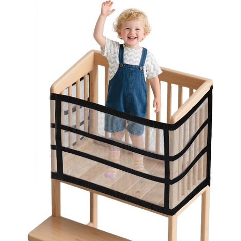 Filet de Sécurité Enfant, Protection 4 Côtés en Maille Dense Polyester Filet de Sécurité Tour Debout Tout-Petits Accessoire Pratique pour Cuisine Chambre Coucher Salle Manger (Noir) (1/5)