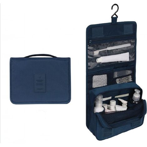 Bolsa De Aseo Colgante - Plegable - Tela Oxford Impermeable - Gancho Integrado - Para Viaje - 1 Unidad (1/5)