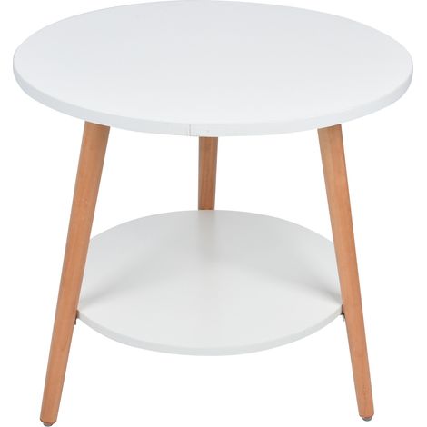 LYCXAMES Couchtisch mit 2 Ebenen und Stauraum, Beistelltisch, Wohnzimmer-Balkonmöbel für Zuhause, Weiß (1/5)