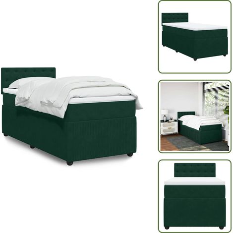 Materasso in velluto - vidaXL Giroletto a Molle con Materasso Verde Scuro 80x200 cm Velluto - Letto con doghe