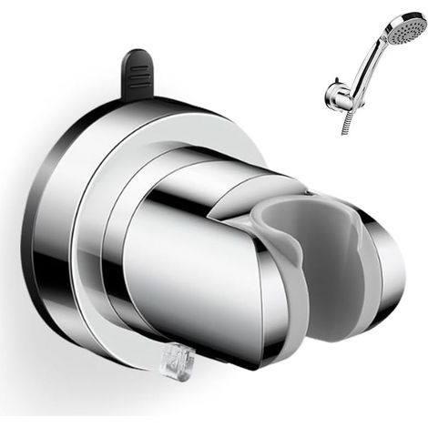 Argent,Support de Pommeau de Douche Ventouse,Fixation Pommeau de Douche Sans Percage,Porte Douchette Mural Universel,Support Douchette Salle de Bain,Shower Head Holder pour Fixer et Régler - (1/5)