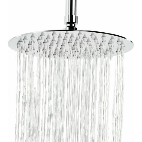 Pommeau de douche pluie rond 8 pouces G1/2 pommeau de douche haute pression pommeau de douche pivotant pommeau de douche en acier inoxydable 304 remplacement du pommeau de douche pluie (argent) (1/5)