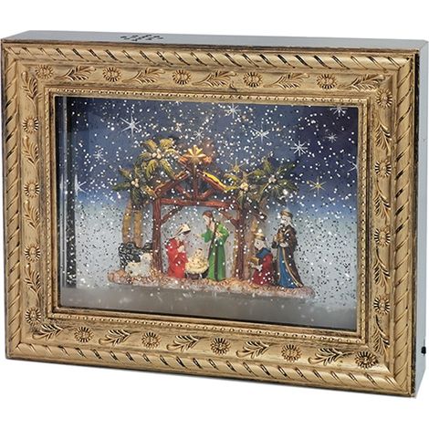 Quadro nativita sacra famiglia di Natale con luci suoni movimento decorazioni natalizie presepe da parete ornamento casa vetrine (1/4)
