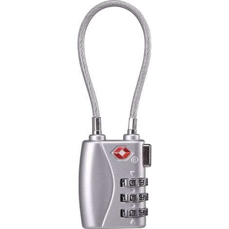 Sygonix SY-5044450 Lucchetto con cavo 33 mm TSA Argento Serratura a combinazione numerica (1/4)