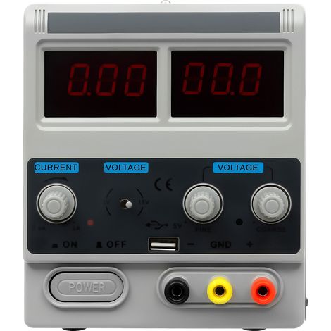 Virellio – Alimentation stabilisée de laboratoire 50W – Réglable 0-15 V / 0,6-2 A – Affichage numérique LED – Protection contre les surintensités – Régulation précise tension/courant (1/5)