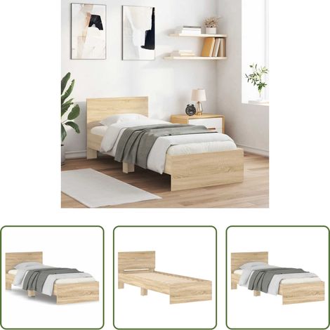 Kopfteil - Bettgestell ohne Matratze mit Kopfteil Sonoma-Eiche 75x190 cm (1/5)