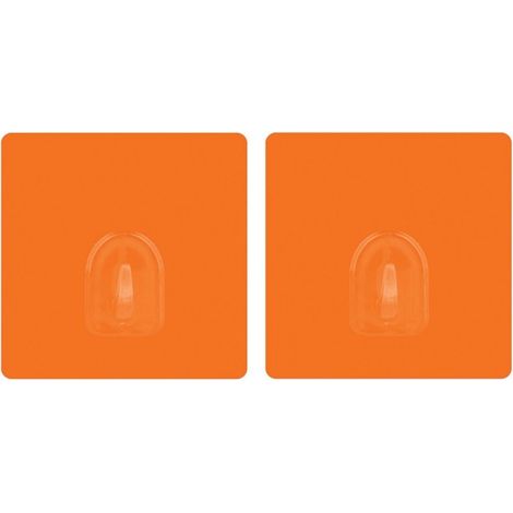 Lot de 2 crochets adhésifs muraux repositionnables Orange MSV