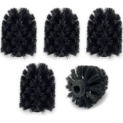 (5-Pack) Remplacement tête de Brosse WC Tête de Rechange pour Brosse WC Plastique Noir 7 x 7 x 9 cm (Tête) (1/5)
