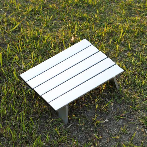 Petite table pliante d'extérieur, alliage d'aluminium, table de camping pliante portable, table de pique-nique de plage, argentée. (1/5)