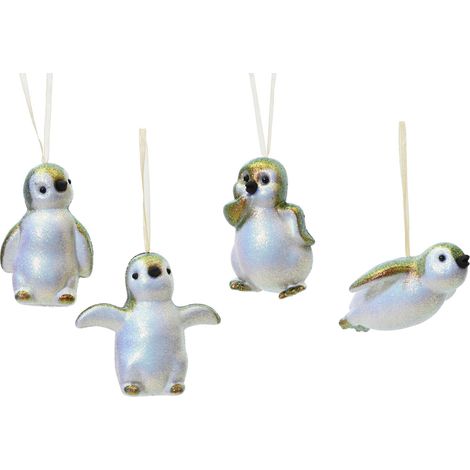 Pendente pinguino in plastica 5 x 4,4 x 8,6 cm azzurro iris Peraga Christmas