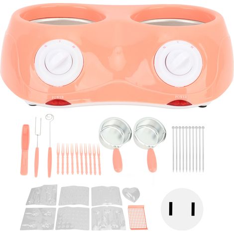 Fondue électrique double pot chocolat, machine à fondre chocolat, outil cuisine 110-240V Rose (1/5)