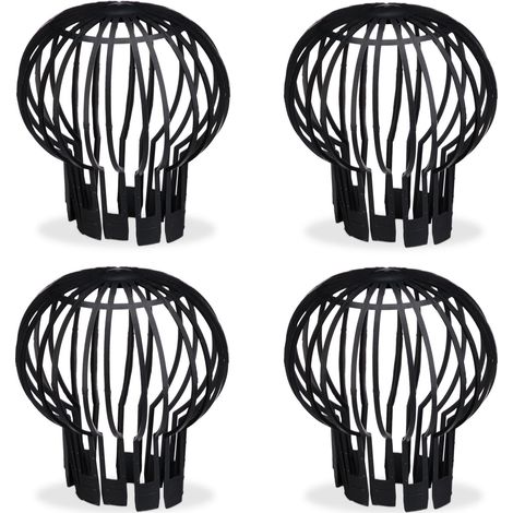 Set da 12 Parafoglie per Tubi di Scolo, in Plastica, Protezione Antipioggia per Grondaia, Diametro: 13 cm, Nero