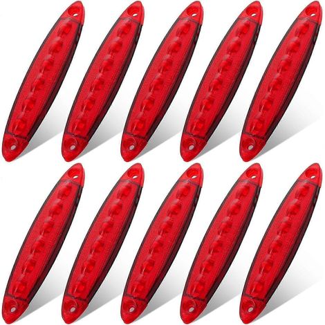 Pour Justech Lot de 10 feux de position latéraux à 6 LED 12 V, feux arrière, clignotants SMD 3030, étanches et universels, pour camions, remorques, fourgonnettes, caravanes, poids lourds, voitures, bu (1/4)