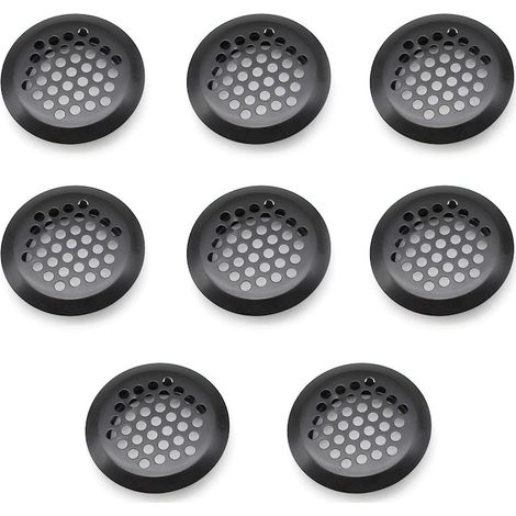 Grille aération meuble 8 pièces, QttvbTna, acier inoxydable, 35 x 42 mm, noir, bouche d'air ventilation armoire, accessoire ameublement. (1/5)