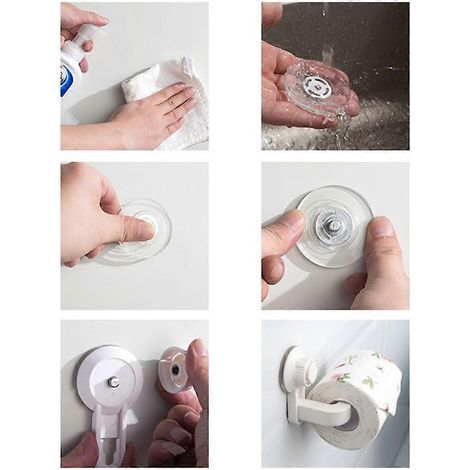 Support mural à ventouse pour papier toilette, compatible avec le porte-rouleau de papier toilette blanc (1/5)