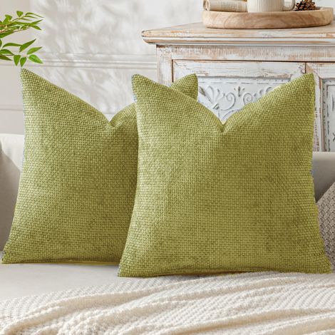 Obstgrüner Sofakissenbezug, 45 x 45 cm, 2 Stück, dickes Nadelstrick-Chenille, geeignet für Schlafzimmer und Wohnzimmer (1/5)