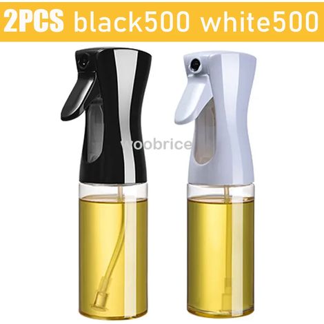 (2 pièces 500 noir et blanc) Spray d'huile adapté à la cuisine, diffuseur d'huile nébuliseur, vaporisateur d'huile, diffuseur d'huile pour friteuse à air chaud, barbecue, camping, diffuseur d'huile d' (1/5)