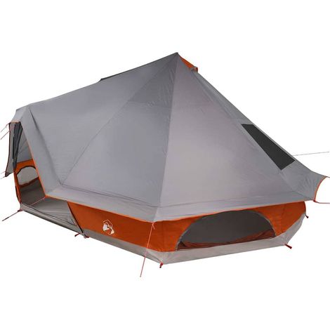vidaXL Carpa Tipi 10 persona Gris y naranja tafetán (1/2)