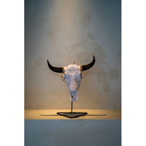DECORACIÓN DE CABEZA DE TORO BLANCA S (1/4)