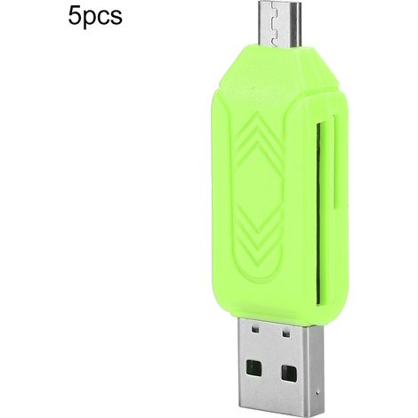 5er-Pack USB 2.0 OTG-Kartenleser für Mobiltelefone und Computer, kompatibel mit Android und Xiaomi (grün) (1/5)