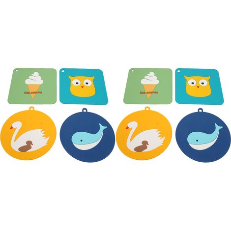 6 Coussinets Silicone Antidérapants Motif Cartoon, Poignées de Casserole Flexibles avec Trou de Suspension, Protecteurs de Table pour Cuisine et Salle à Manger (1/5)