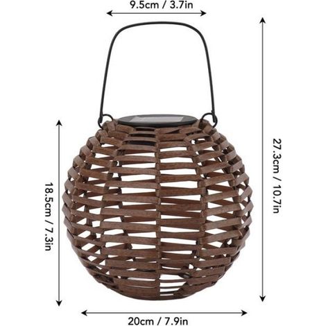 Lanterne Solaire - Rotin - Étanche IP44 - Jardin Extérieur - 20 x 18,5 cm - 1 Pièce (1/5)