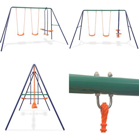 Ensemble de balançoires avec 4 sièges Orange - Balançoire - Jeu Exterieur - Aire De Jeux - Jouet Enfant - Balançoires - Home & Living (1/5)