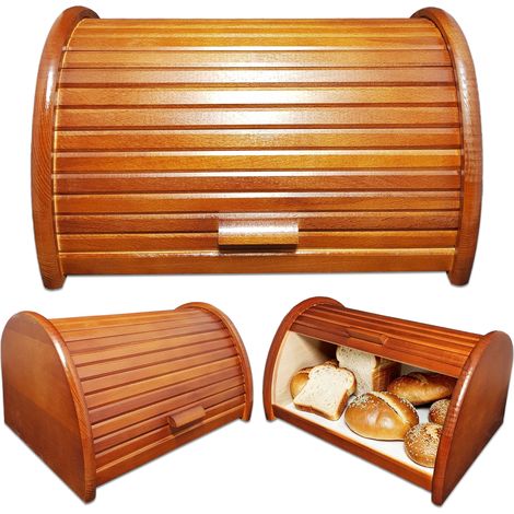 Panera de madera, recipiente para pan, pan integral grande (1/5)
