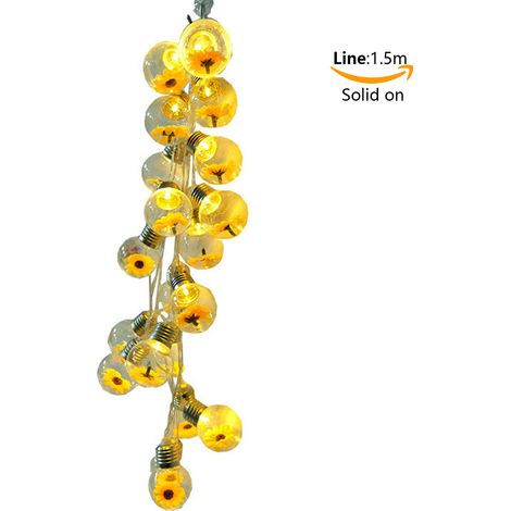 Guirlande Lumineuse LED avec Fleurs de Tournesols Artificiels IP43 Imperméable - [Plastique/Tissu] Blanc Doux [10/20 LEDs 1.5m/2m/3m] Lumière Constante/Flash