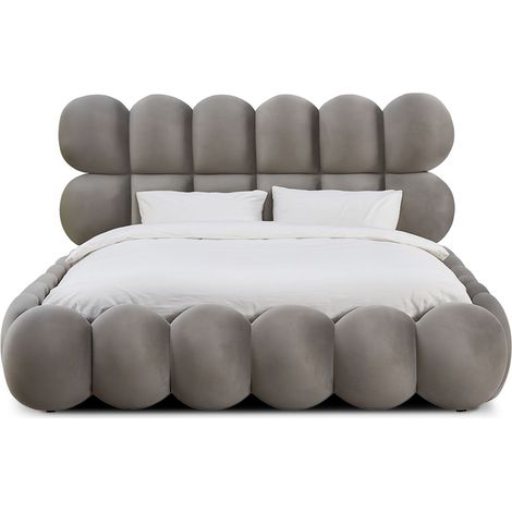 Lit-coffre design boule Bilbola avec sommier relevable 180x200cm Velours Gris (1/5)