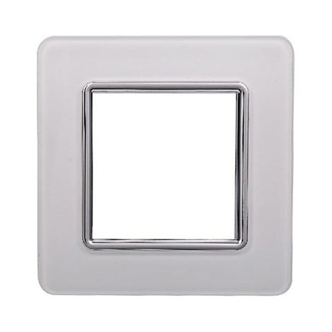 Plaque compatibles Vimar Plana 2 modules verre couleur blanc Ettroit EV84201