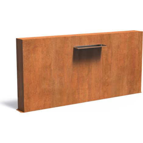 Adezz Freistehende Teichwand aus Corten-Stahl Rost inkl. Wasserfall und Pumpe