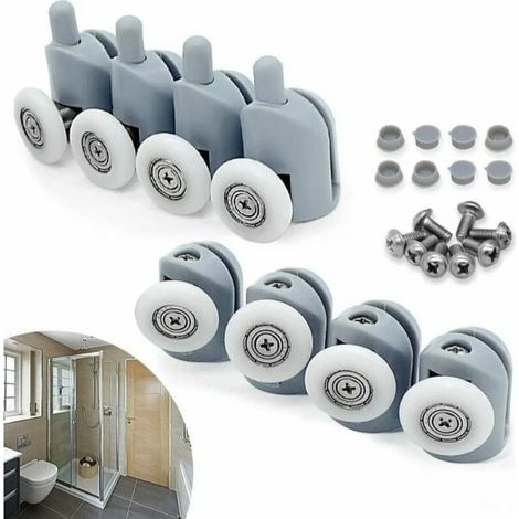 Lot de 8 Roulettes Coulissantes Porte, 23mm Galet Rouleau Roulette Roue pour Cabine Salle de Bain (1/4)