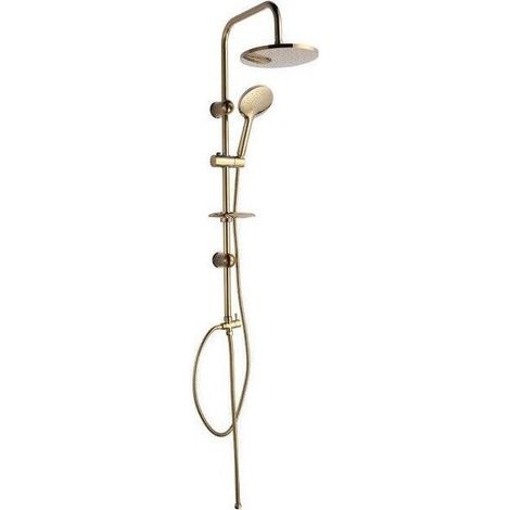 TRADE SHOP - Saliscendi Bagno Colonna Doccia Miscelatore Oro Soffione Rotondo Doccetta 87306 -