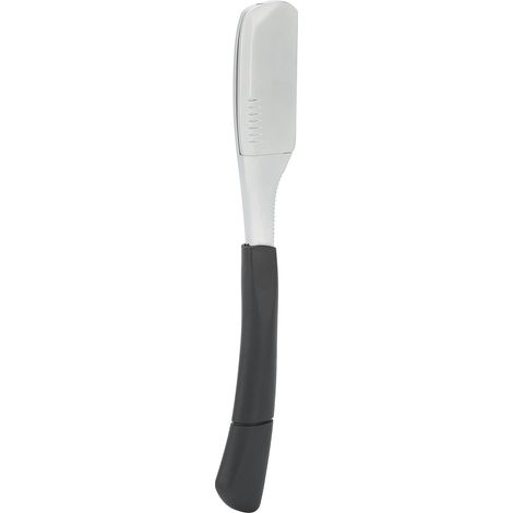 Porte-lame de rasoir vintage pour homme, manche en acier inoxydable, coupe droite classique, outil de coiffure professionnel pour salon, compatible lames standard, finition rétro (1/5)