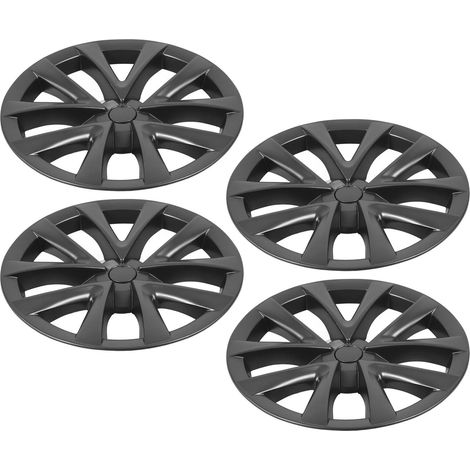 4PCS 18 Pouces Enjoliveur Roue Style Plaid Protection Intégrale Structure Renforcée Compatible Tesla Model 3 2017-2023 Gris Premium (1/5)