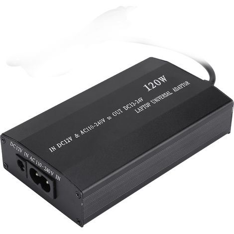 Adaptateur secteur universel pour ordinateur portable 90 W pour usage domestique/automobile avec 34 connecteurs CC (110-240 V) (prise UE) (1/5)