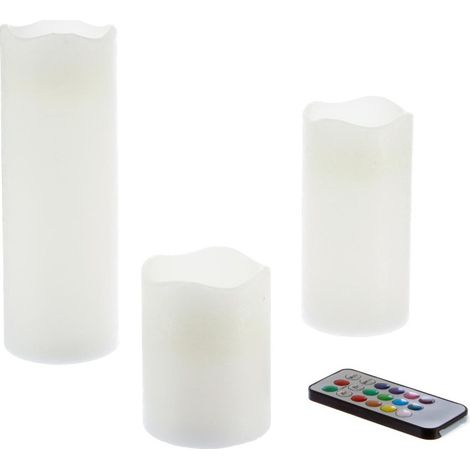 Lot de 3 Bougies LED "12 Couleurs" 20cm Multicolore (1/5)