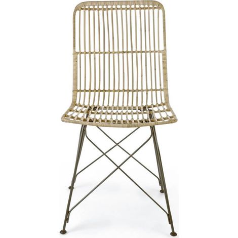 Sedia in stile contemporaneo in acciaio e kubu Naturale LUCILA 45x55x h85 cm (1/5)