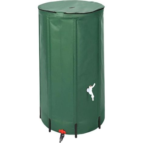 Baril de Pluie Pliable Vert, Réservoir d'eau Pratique pour Remplir et Verser l'eau, Système de Collecte d'eau de Pluie, 100l