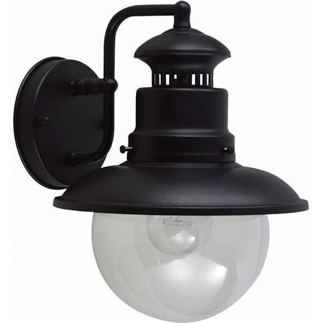 Lampada da parete per esterni lanterna in alluminio pressofuso nero H 26,8 cm portico balcone luce (1/3)