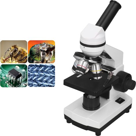 Microscope biologique monoculaire 40X-640X, adapté aux laboratoires d'enseignement, à la recherche histologique et à la vulgarisation scientifique. Alimentation : 100-240 V CA (norme européenne). (1/5)