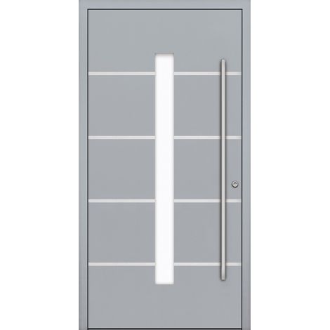 Porte d'entrée en aluminium PASSIVE ALU G4 90 cm gris - Poussant: Gauche
